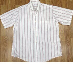 VTG ETIENNE AIGNER S/S BUTTON DOWN SHIRT POLY/COTTON WHITE STRIPE LARGE, L